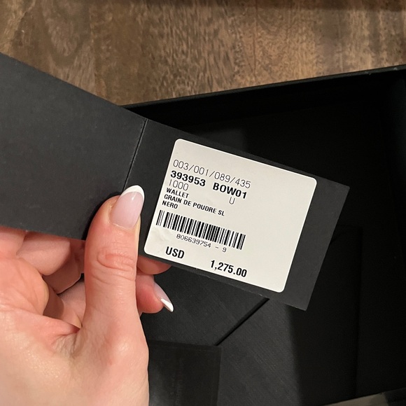 Yves Saint Laurent Cassandre Envelope Chain Wallet Grain de Poudre Leather Noir - Picture 5 of 7